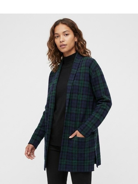 J. Crew Sweaters - J Crew Plaid Open-Front Knit Cardigan